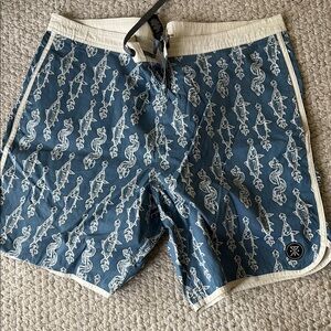 Roark- Blue Patterned Swim Shorts